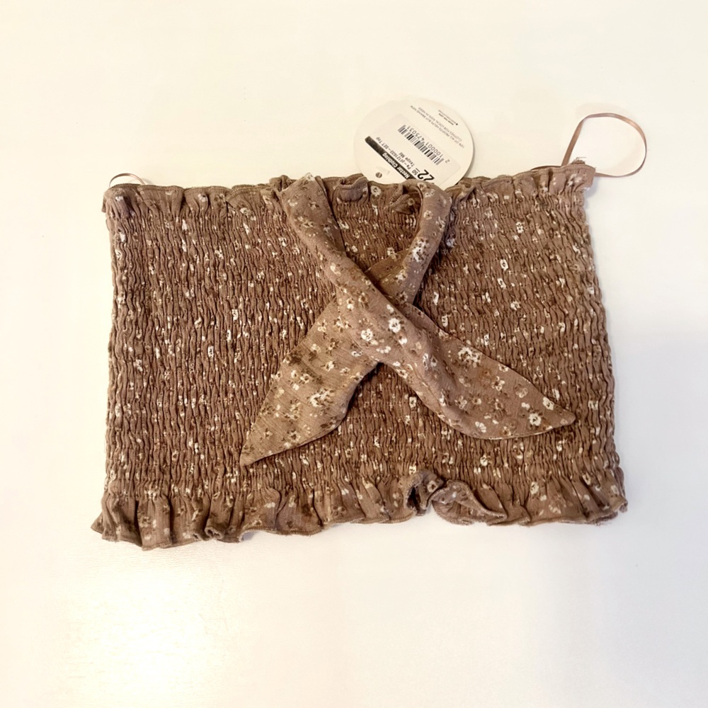 Brown Tube Top - flower print NWT